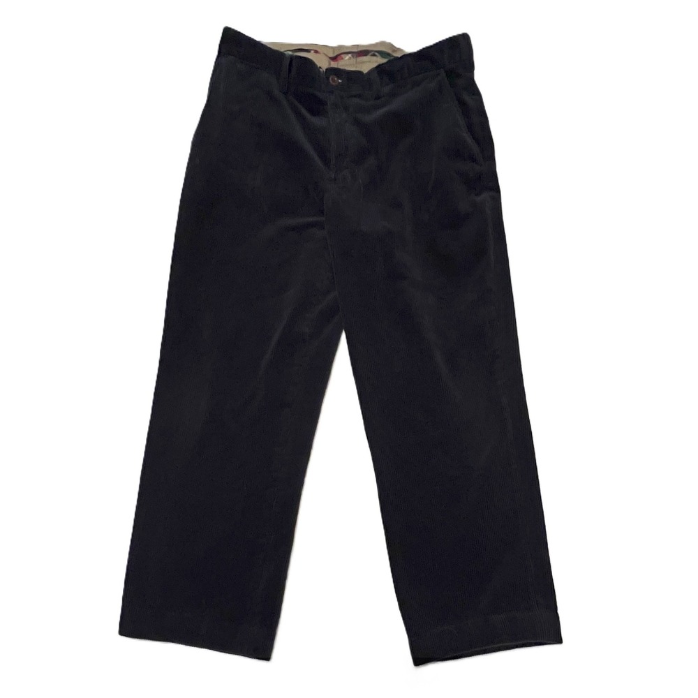 VTG Polo Ralph Lauren Preston Pants Navy Blue Corduroy Straight Leg Tag 34/34 - Picture 2 of 6